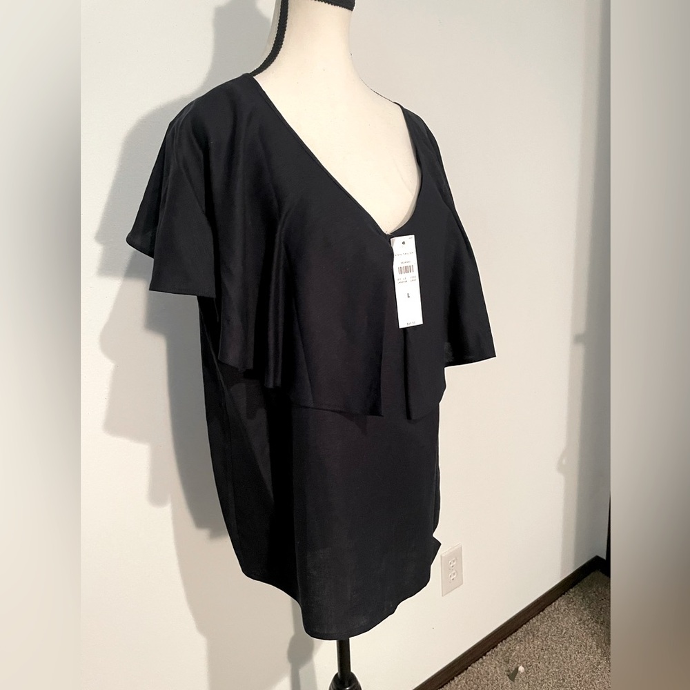 NWT Ann Taylor Black Blouse Elegant Top.  Size L